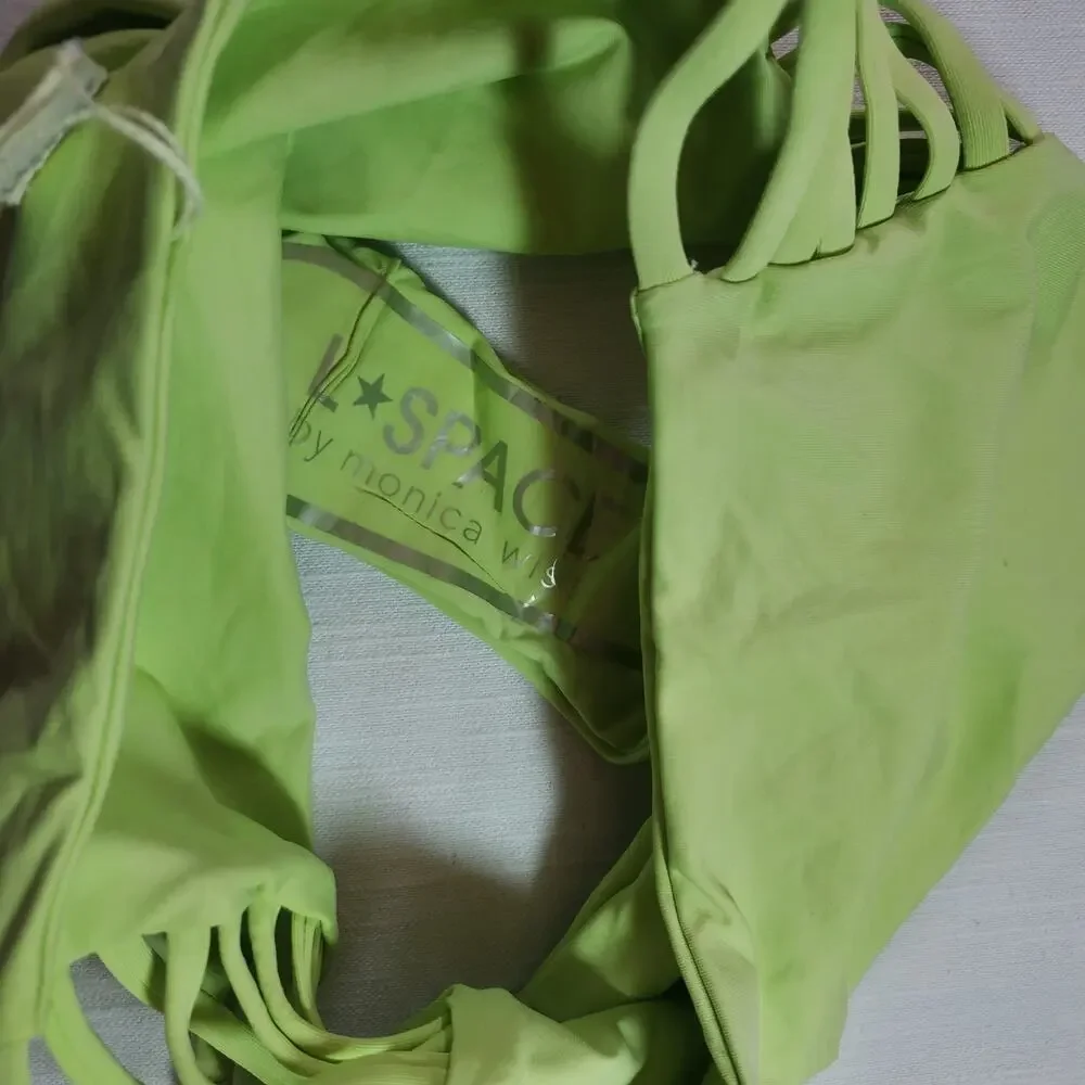 L*Space Harrington High Waist Strappy Bikini Bottom Mojito Green Medium M